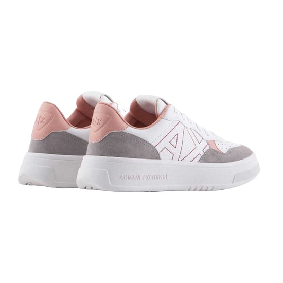 Armani Exchange Träningsskor med plattform i läder för dam och dam (Vit/rosa) - Image 2