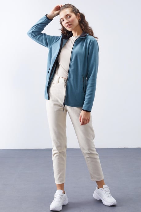 Dames Pluche Rits-Voorkant Sweatshirt - Image 2
