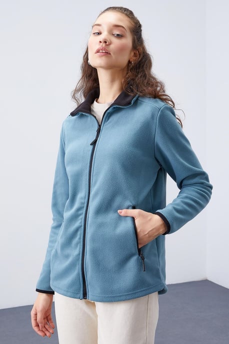 Dames Pluche Rits-Voorkant Sweatshirt - Image 3