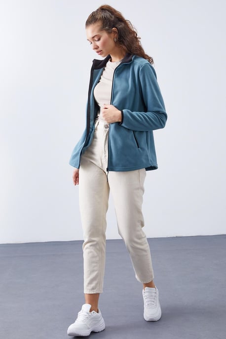 Dames Pluche Rits-Voorkant Sweatshirt - Image 4