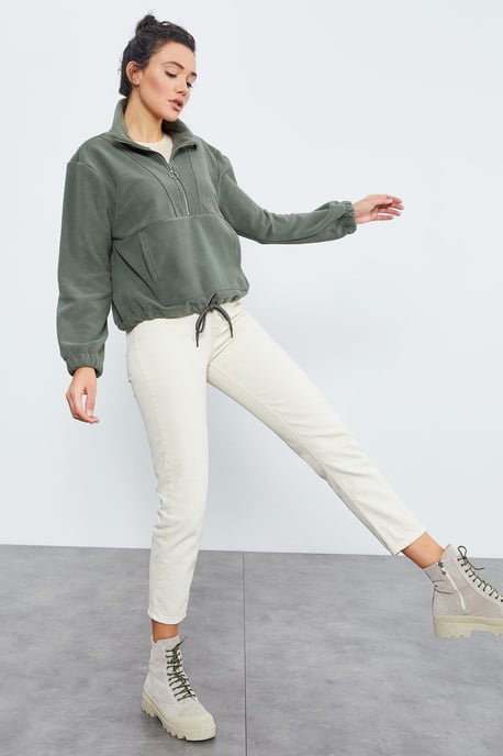Oversized Half-zip Pluche Sweater - Image 4