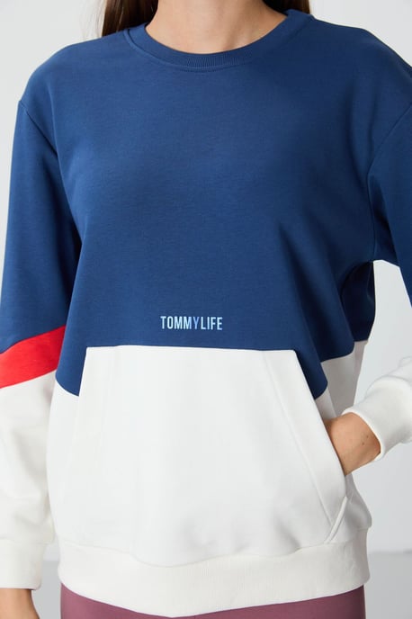 Oversized Kleurgeblokte Crewneck Sweater - Image 2