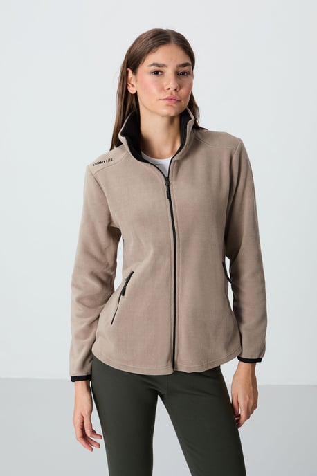 Dames Pluche Rits-Voorkant Sweatshirt - Image 3