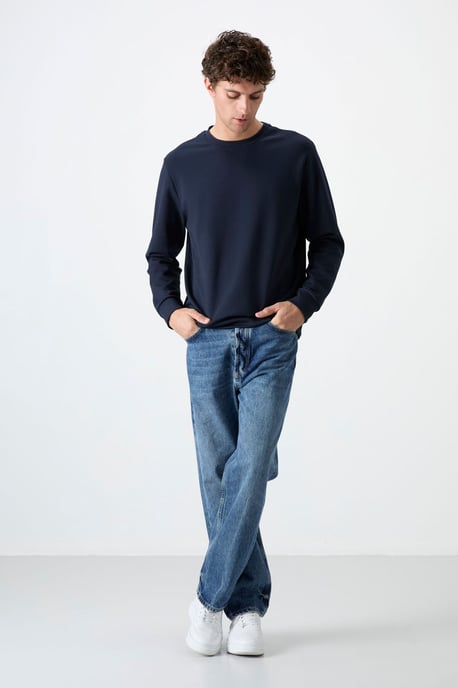 Heren Effen Rundhals Sweatshirt - Image 3