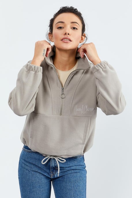 Oversized Half-zip Plush Sweatshirt - Image 3