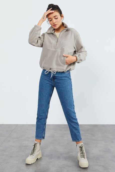 Oversized Half-zip Plush Sweatshirt - Image 4
