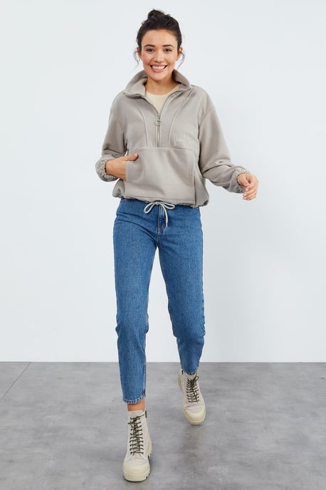 Oversized Half-zip Plush Sweatshirt - Image 6