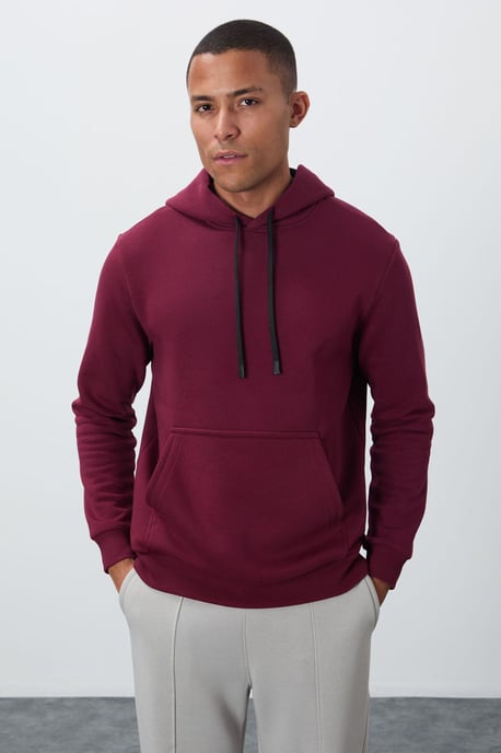 Heren Effen Hoody Sweatshirt Met Zak - Image 2