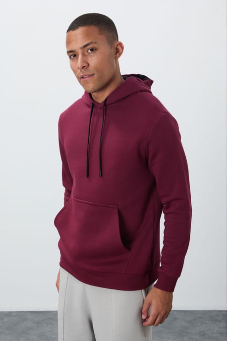 Heren Effen Hoody Sweatshirt Met Zak - Image 4