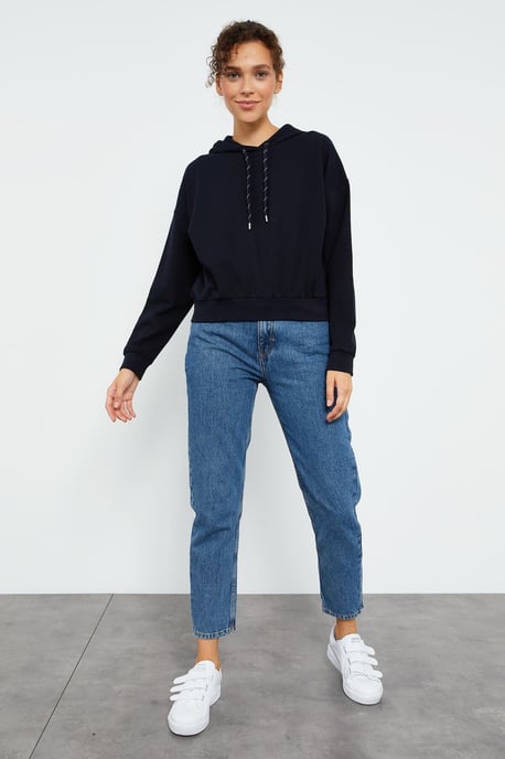 Ontspannen Hoodie Sweatshirt Met Strikdetail - Image 2