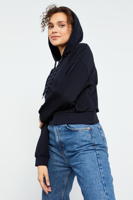 Ontspannen Hoodie Sweatshirt Met Strikdetail - Image 3