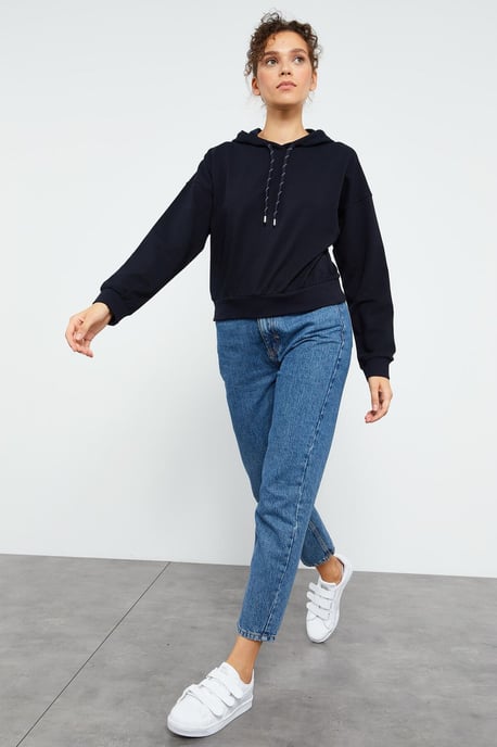 Ontspannen Hoodie Sweatshirt Met Strikdetail - Image 6
