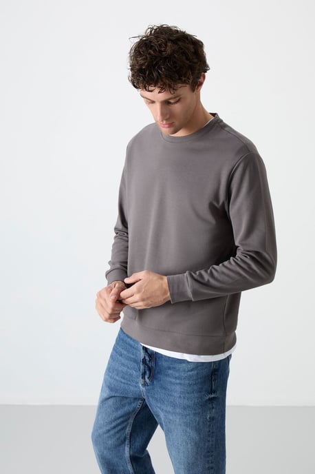 Heren Effen Rundhals Sweatshirt - Image 2