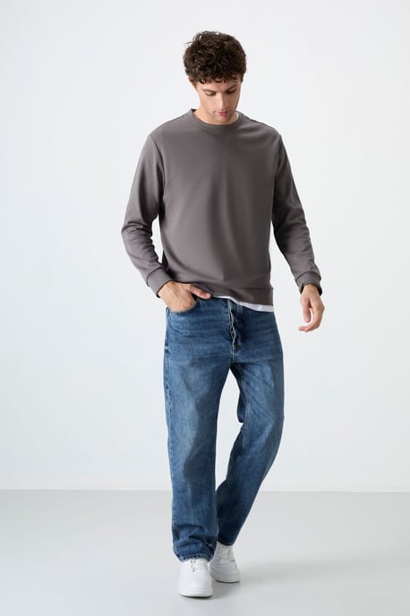 Heren Effen Rundhals Sweatshirt - Image 3