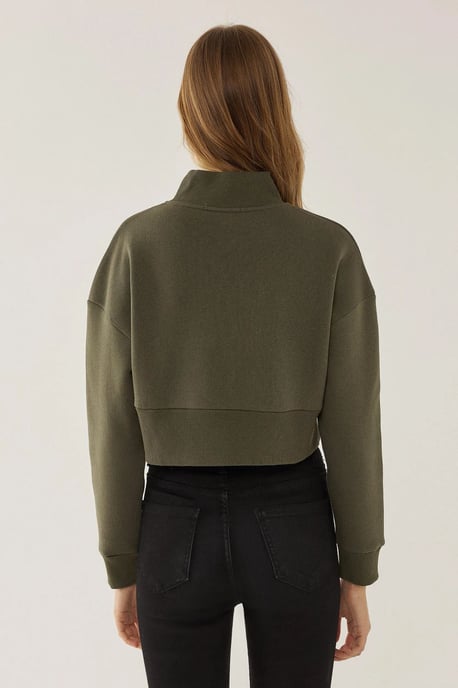 Dragkedja Krage Crop Slogan Sweatshirt - Image 4