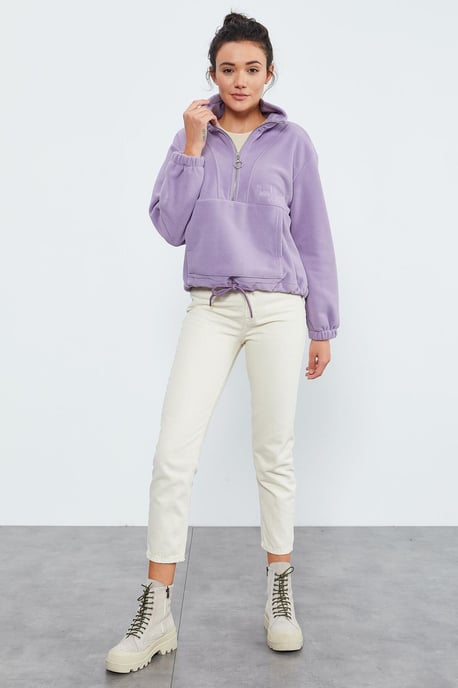 Oversized Half-zip Plush Sweatshirt - Image 2