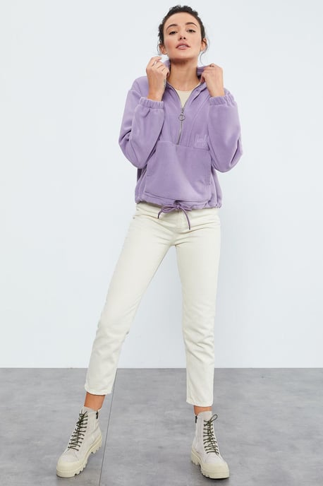 Oversized Half-zip Plush Sweatshirt - Image 4