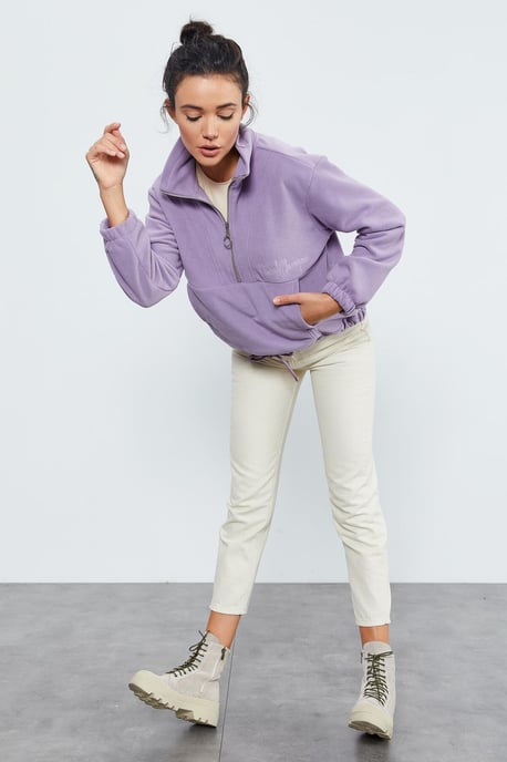 Oversized Half-zip Plush Sweatshirt - Image 6