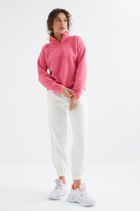 Oversized Pluche Halflange Rits Sweater - Image 2