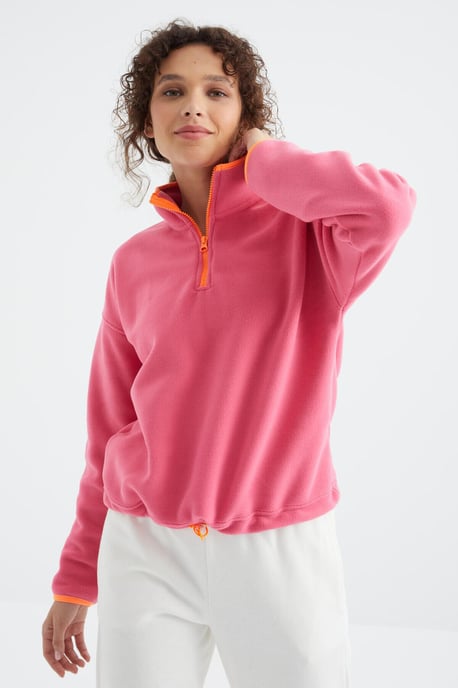 Oversized Pluche Halflange Rits Sweater - Image 3