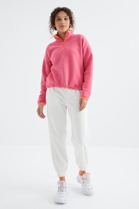 Oversized Pluche Halflange Rits Sweater - Image 4