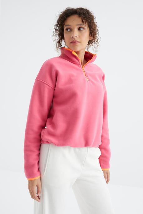 Oversized Pluche Halflange Rits Sweater - Image 5