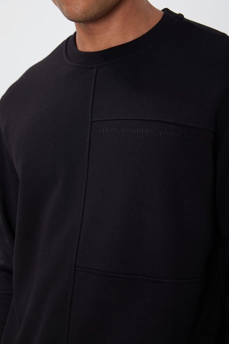Herrsolid sweatshirt med rundad hals - Image 3