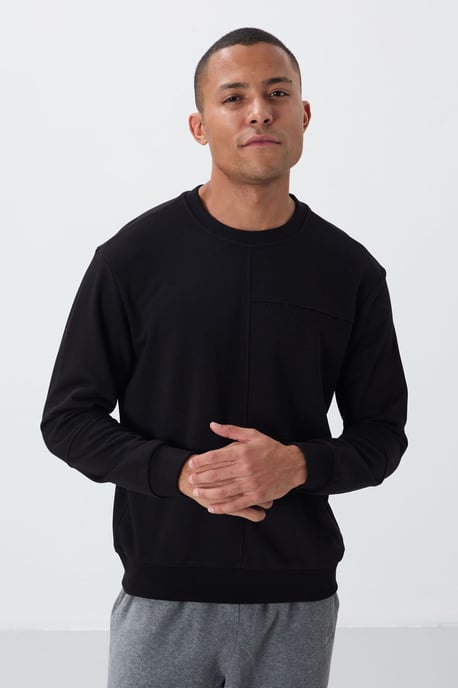 Herrsolid sweatshirt med rundad hals - Image 4
