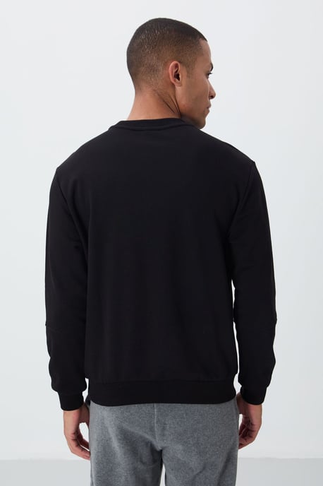 Herrsolid sweatshirt med rundad hals - Image 5