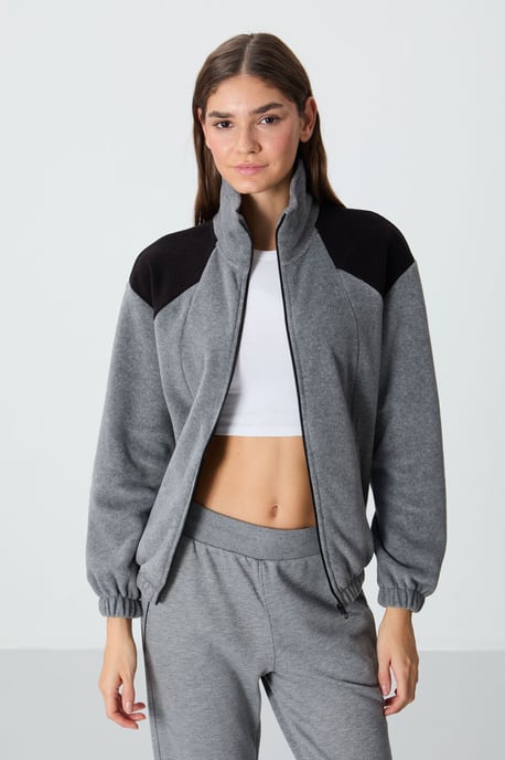 Oversized Color Block Half-Zip Sweatshirt - Image 5