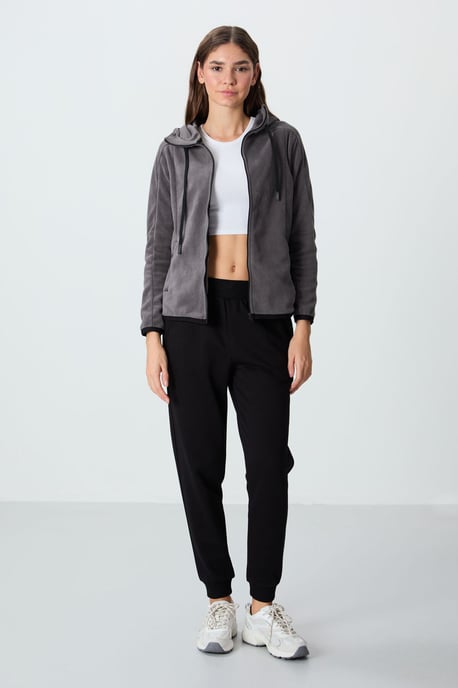 Women's Plush Zip-up Hooded Sweatshirt - Image 2