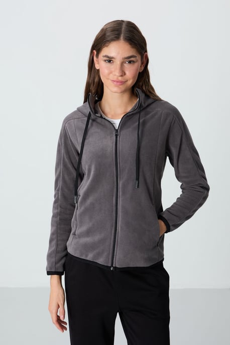 Women's Plush Zip-up Hooded Sweatshirt - Image 3