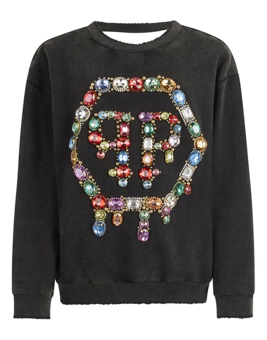 Open Back Sweatshirt Hexagon Stones Hexagon - Image 1