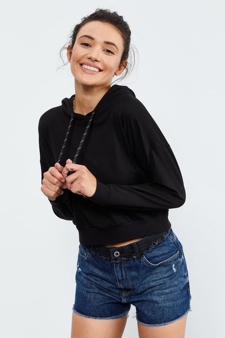 Avslappnad hoodie med knytning - Image 3