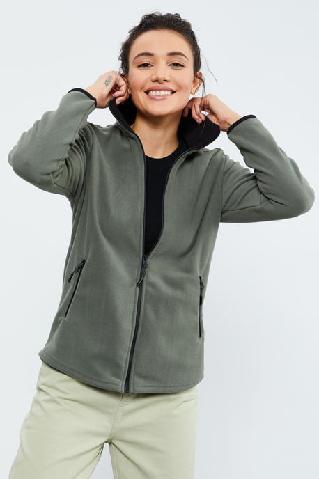 Dames Pluche Rits-Voorkant Sweater - Image 1