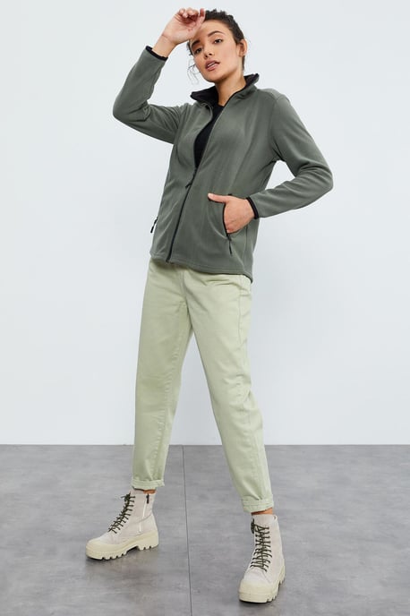 Dames Pluche Rits-Voorkant Sweater - Image 2