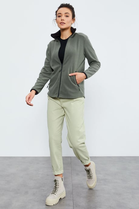 Dames Pluche Rits-Voorkant Sweater - Image 4