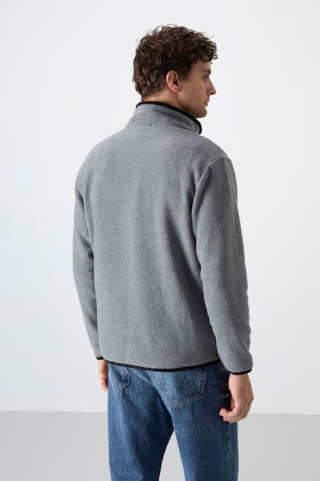 Men's Slim Fit Half-zip Plush Sweatshirt - Image 5