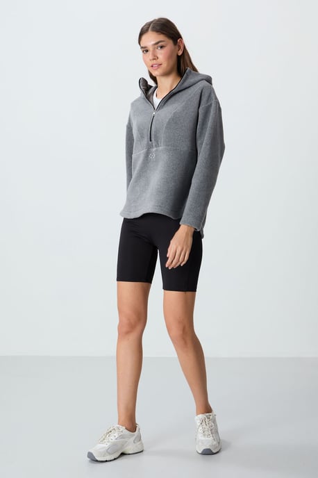 Överdimensionerad Plush Halvdragkedja Hoodie-tröja - Image 2