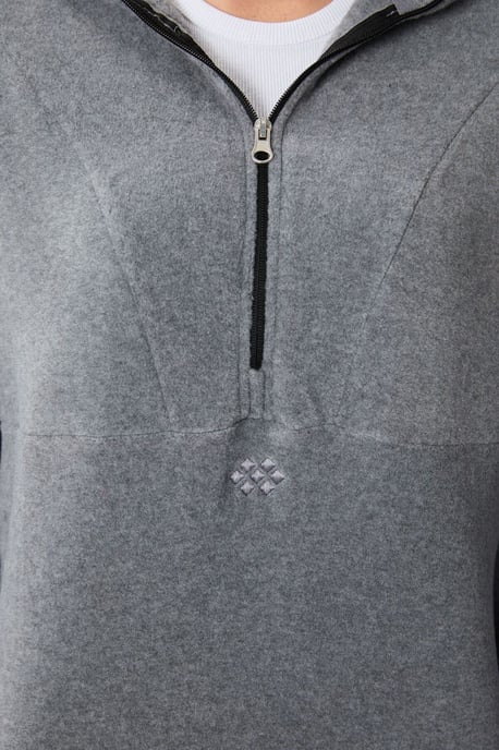 Överdimensionerad Plush Halvdragkedja Hoodie-tröja - Image 5