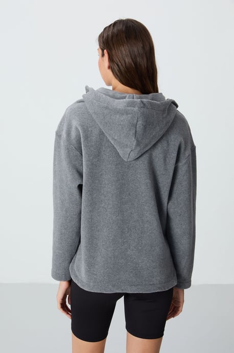 Överdimensionerad Plush Halvdragkedja Hoodie-tröja - Image 6