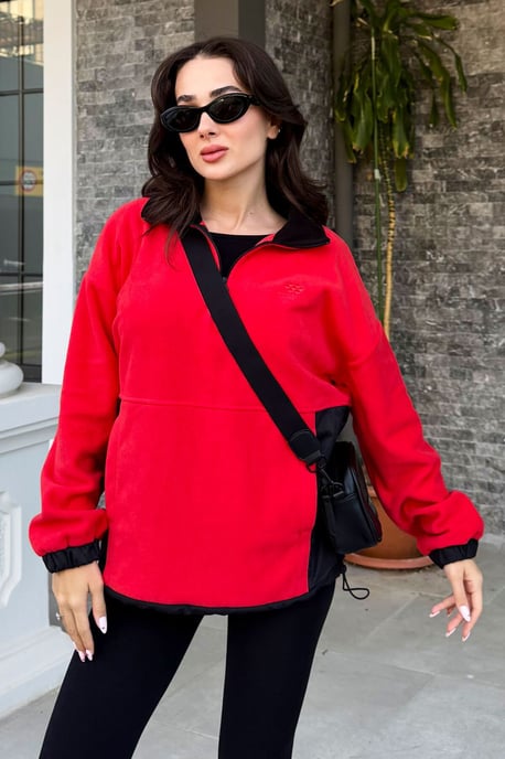 Oversized Half-zip Pluche Sweatshirt - Image 3