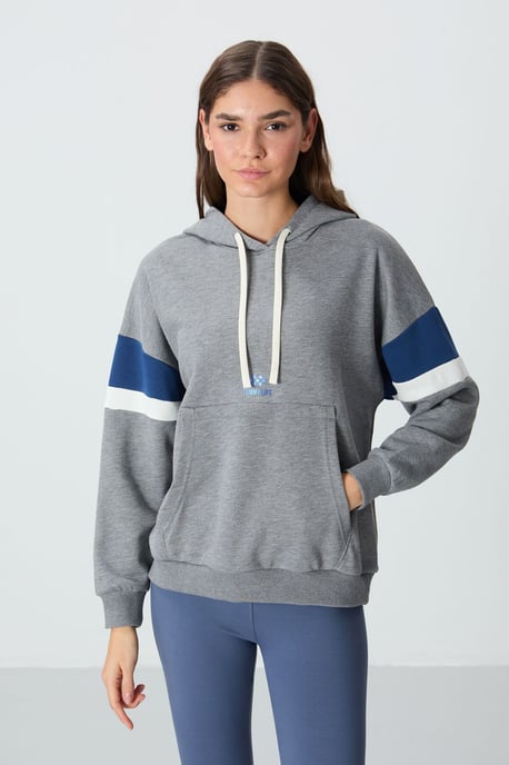 Overmaatse kleurblok hoodie met zak - Image 1