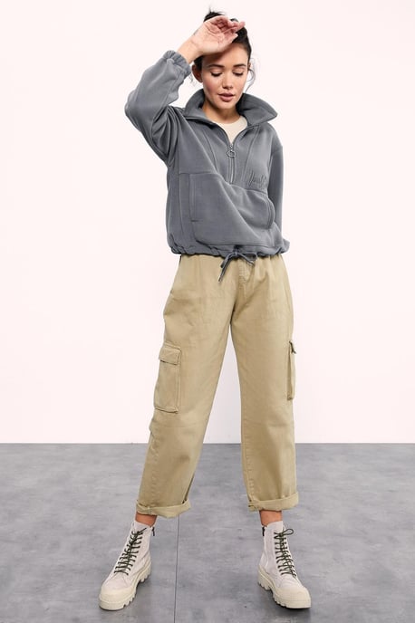 Oversized Half-zip Plush Sweatshirt - Image 2