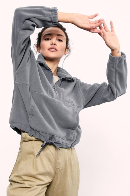Oversized Half-zip Plush Sweatshirt - Image 3