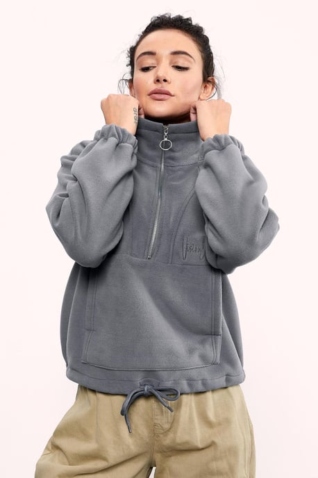 Oversized Half-zip Plush Sweatshirt - Image 4