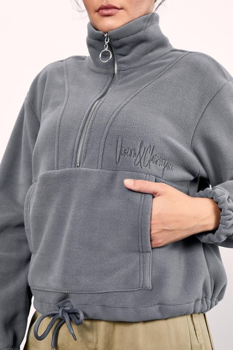 Oversized Half-zip Plush Sweatshirt - Image 6