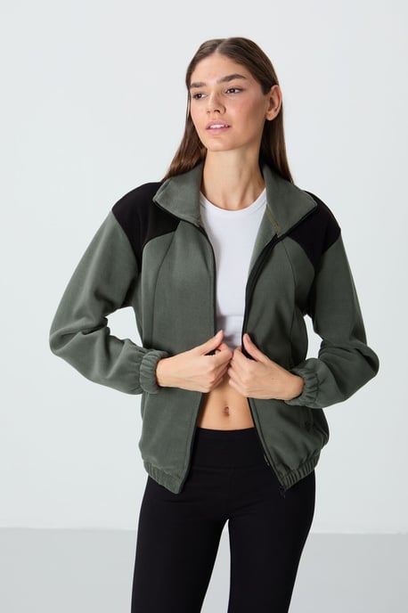 Oversized Color Block Half-Zip Sweatshirt - Image 3