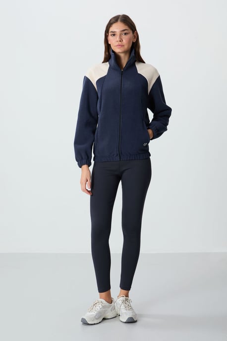 Överdimensionerad Color Block Halvdraget Sweatshirt - Image 5
