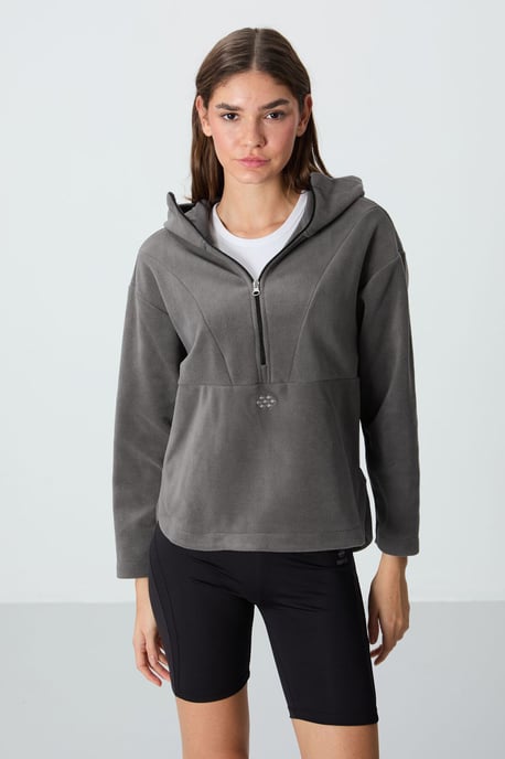 Overgrote Pluche Half-rits Hoody Sweatshirt - Image 1